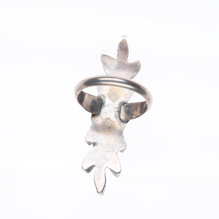 sz4.5 Vintage Zuni sterling silver long needlepoint turquoise ring