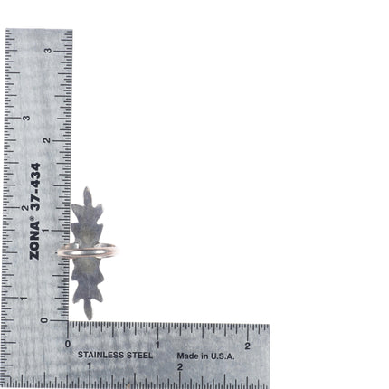 sz4.5 Vintage Zuni sterling silver long needlepoint turquoise ring