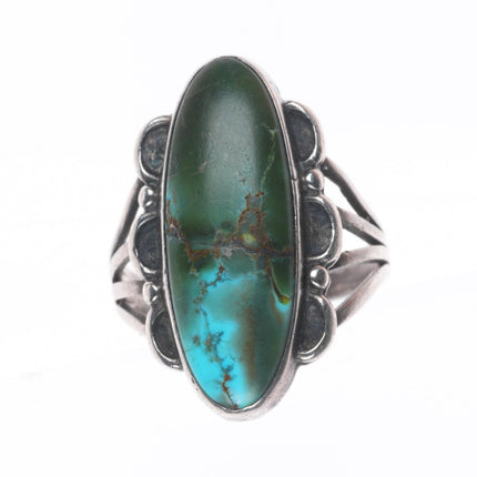sz6.5 Antique Ingot silver blue/green shaded turquoise Navajo ring