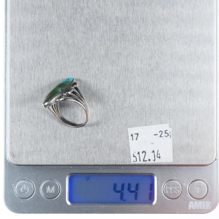 sz6.5 Antique Ingot silver blue/green shaded turquoise Navajo ring