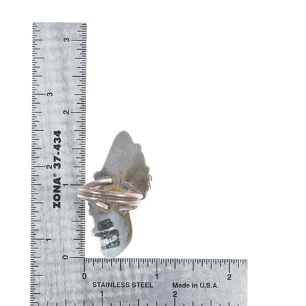 sz9 Vintage Navajo sterling silver high grade turquoise 2 stone ring