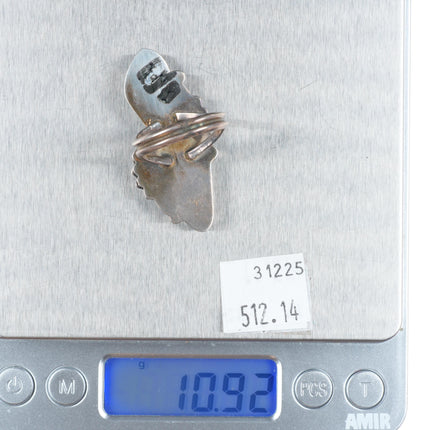 sz9 Vintage Navajo sterling silver high grade turquoise 2 stone ring