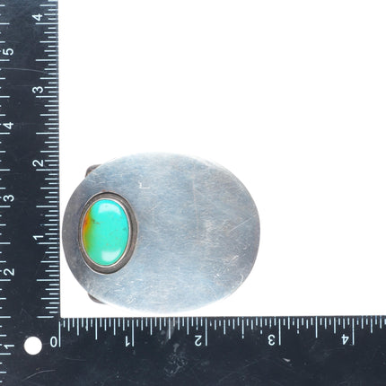 Vintage Mexican modernist sterling silver turquoise shadowbox belt buckle
