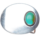 Vintage Mexican modernist sterling silver turquoise shadowbox belt buckle