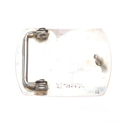 small Charleston Lewis Hopi overlay Long Hair Kachina belt buckle