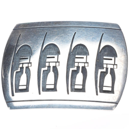 small Charleston Lewis Hopi overlay Long Hair Kachina belt buckle
