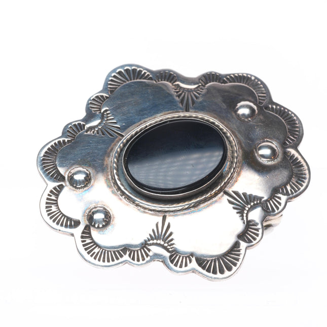 James Reid Santa Fe Southwestern sterling silver onyx belt buckle