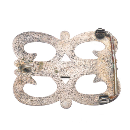 Vintage Navajo sterling silver turquoise cast belt buckle