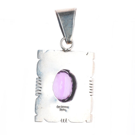 Retro Carl Quintana Navajo sterling silver amethyst necklace pendant