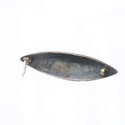 c1930 Navajo sterling silver hand stamped whirling logs pin/brooch