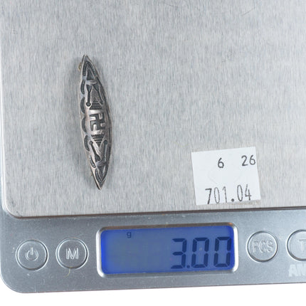 c1930 Navajo sterling silver hand stamped whirling logs pin/brooch