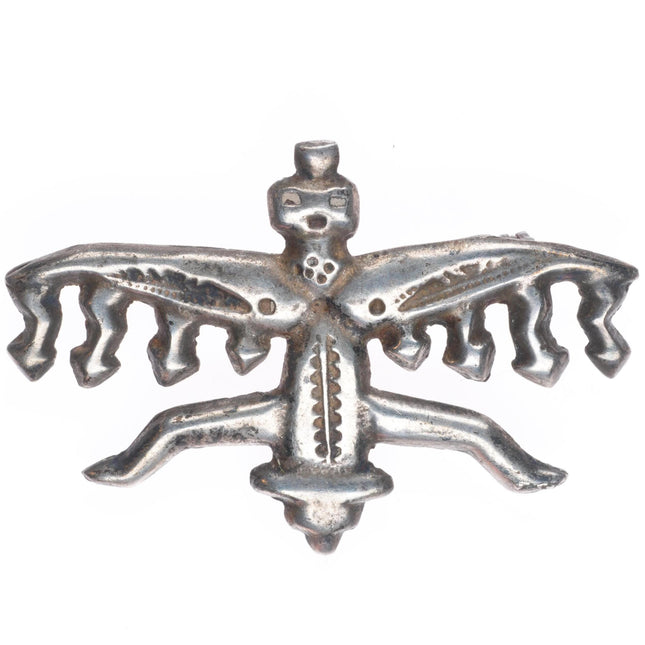 c1930's Vintage Navajo sterling silver cast knifewing pin/brooch