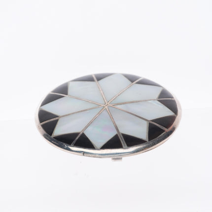 Vintage Zuni sterling silver, jet/shell star pendant/pin/brooch