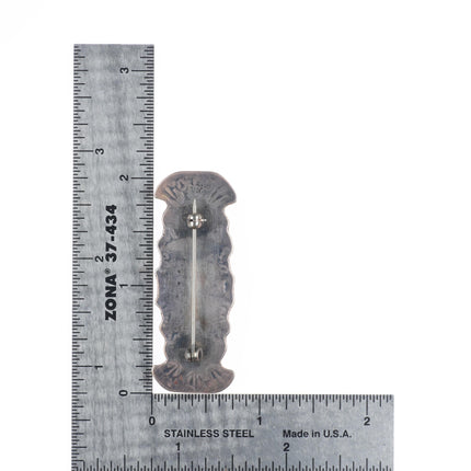 30's-40's Vintage Navajo sterling silver 3 stone turquoise pin/brooch