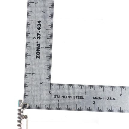 Vintage Zuni pendant/pin sterling silver, turquoise needlepoint feather brooch