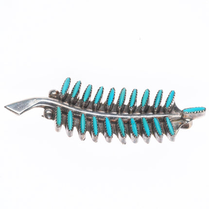 Vintage Zuni pendant/pin sterling silver, turquoise needlepoint feather brooch