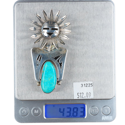 Nelson Morgan Navajo Kachina sterling silver pendant/bolo tie combo w/turquoise