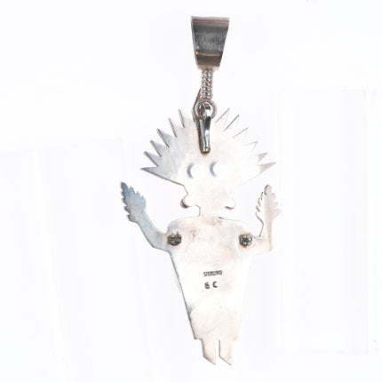 Vintage EC Navajo sterling silver kachina pendant with high grade turquoise