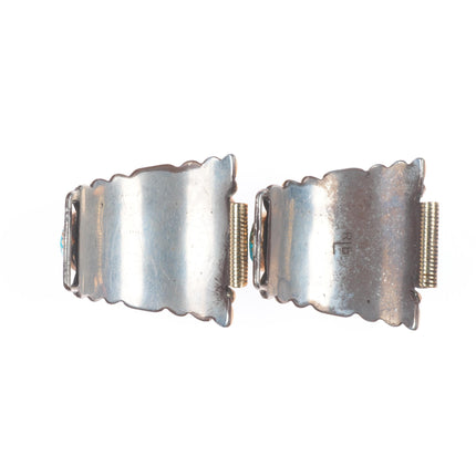 Robert and Bernice Leekya Zuni 14k gold/sterling silver watch tips w/turquoise