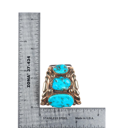 Robert and Bernice Leekya Zuni 14k gold/sterling silver watch tips w/turquoise