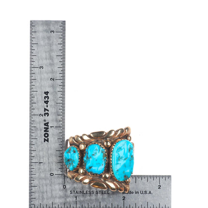 Robert and Bernice Leekya Zuni 14k gold/sterling silver watch tips w/turquoise