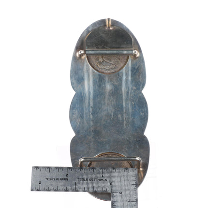 Huge Vintage Hand engraved sterling 2 silver dollar horse bust belt  buckle