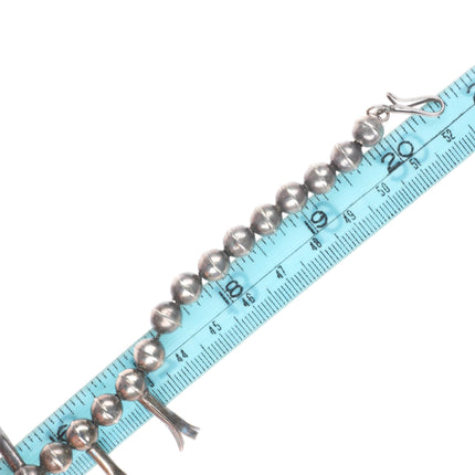 c1940's Vintage Navajo sterling silver squash blossom necklace with turquoise