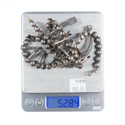 c1940's Vintage Navajo sterling silver squash blossom necklace with turquoise