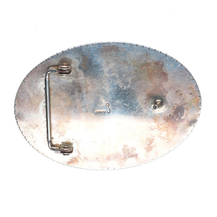 Large Robert Johnson Navajo sterling silver high grade turquoise belt buckle
