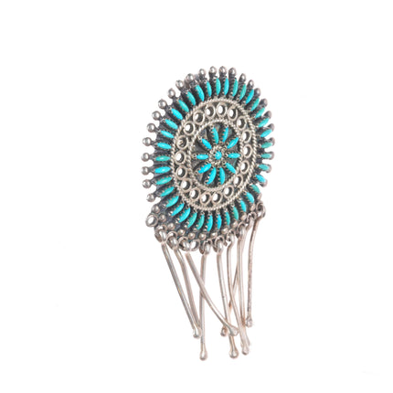 Seowtewa Zuni natural needlepoint turquoise sterling silver cluster pendant/pin