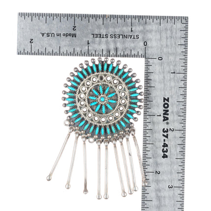 Seowtewa Zuni natural needlepoint turquoise sterling silver cluster pendant/pin