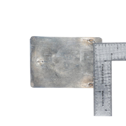 vintage Navajo sterling silver stamped and chiseled rug pattern belt buckle