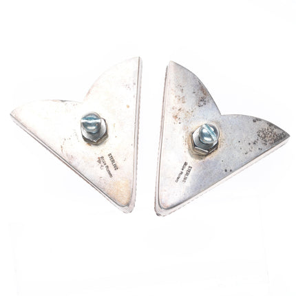 Large Vintage Mike Platero Navajo sterling silver green turquoise collar tips