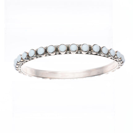 8" Dan Dodson Southwestern sterling silver white agate row bangle bracelet