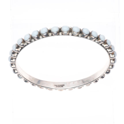 8" Dan Dodson Southwestern sterling silver white agate row bangle bracelet