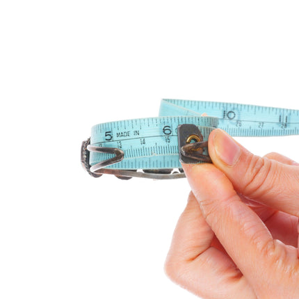 6" c1960's sterling silver turquoise row cuff bracelet with rope bezels