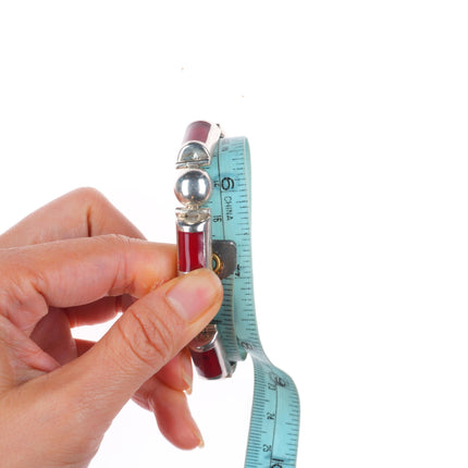 6.5"-7" Vintage Mexican modernist sterling silver/stone link bracelets