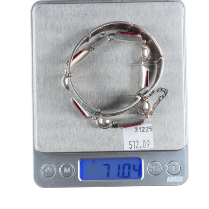 6.5"-7" Vintage Mexican modernist sterling silver/stone link bracelets