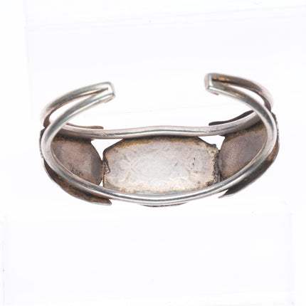 6" Vintage 1940's Navajo sterling silver petrified wood watch cuff bracelet