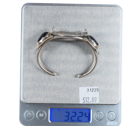 6" Vintage 1940's Navajo sterling silver petrified wood watch cuff bracelet