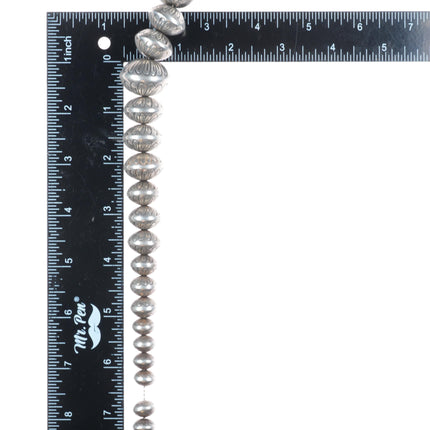 24" Heavy vintage SW Handmade/Hand stamped Navajo pearl beaded necklace