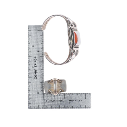 sz5 ring 6" cuff bracelet 1940 Garden of the Gods/Navajo petrified wood sterling