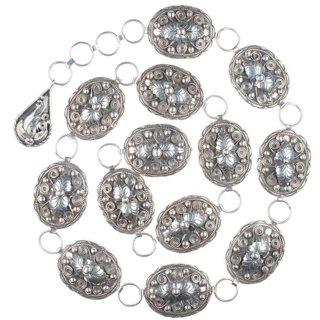 36" Gilbert Adeky Navajo heavy vintage sterling silver link concho belt