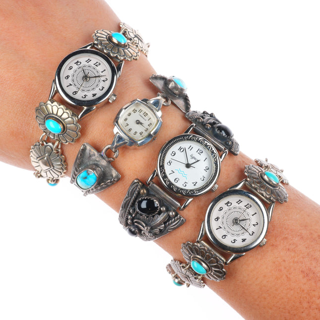 6"-7" Vintage Southwestern/Navajo sterling silver watch bands/tips