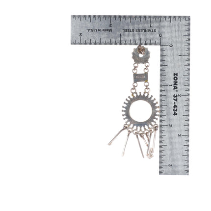 Large Vintage Zuni sterling silver needlepoint turquoise long dangle earrings