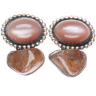 Rebecca Collins-Dallas Rutilated Quartz Peach Moonstone sterling silver earrings