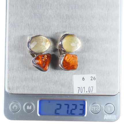 Rebecca Collins-Dallas Quartz butterscotch amber sterling silver earrings