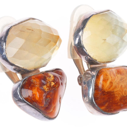 Rebecca Collins-Dallas Quartz butterscotch amber sterling silver earrings