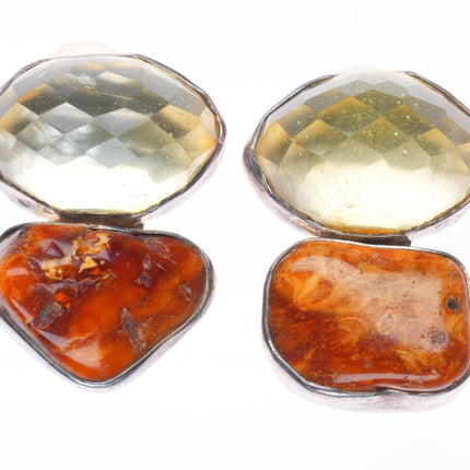 Rebecca Collins-Dallas Quartz butterscotch amber sterling silver earrings