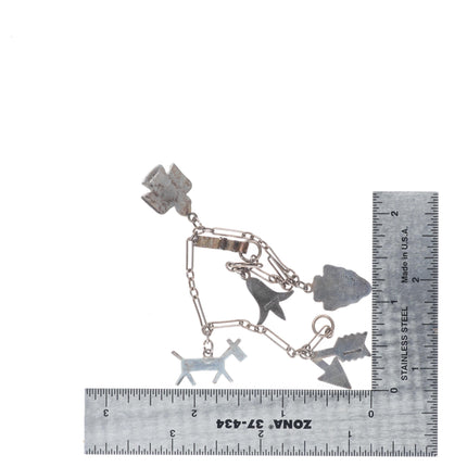 6.75" 1940's Vintage Navajo sterling silver Fred Harvey link charm bracelet